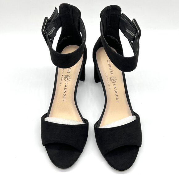 Chinese Laundry Womens‎ Size 6 Black Microsuede Heels Dress Sandals Shoes - Picture 2 of 14